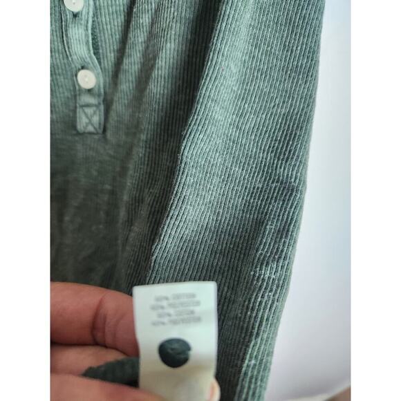 Aerie button front tank sz L lettuce hem Y2K green 90's beachy boho grunge - Picture 7 of 9